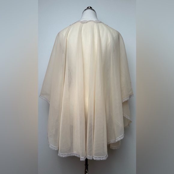 Vintage 60’s Mistee Peach Nylon Sheer Bed Cape Jacket Lingerie Medium - Picture 5 of 14